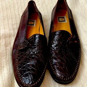 David Eden Crocodile Leather Loafers Tassels Hand Slip On Dressy Preppy  Size 11